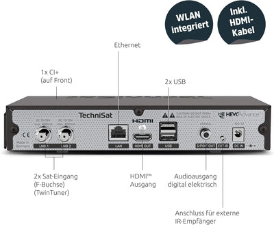 TechniSat TECHNIBOX UHD S – 4K Sat Receiver mit Twin Tuner (DVB-S/DVB-S2, ISIO-Internetfunktion, App