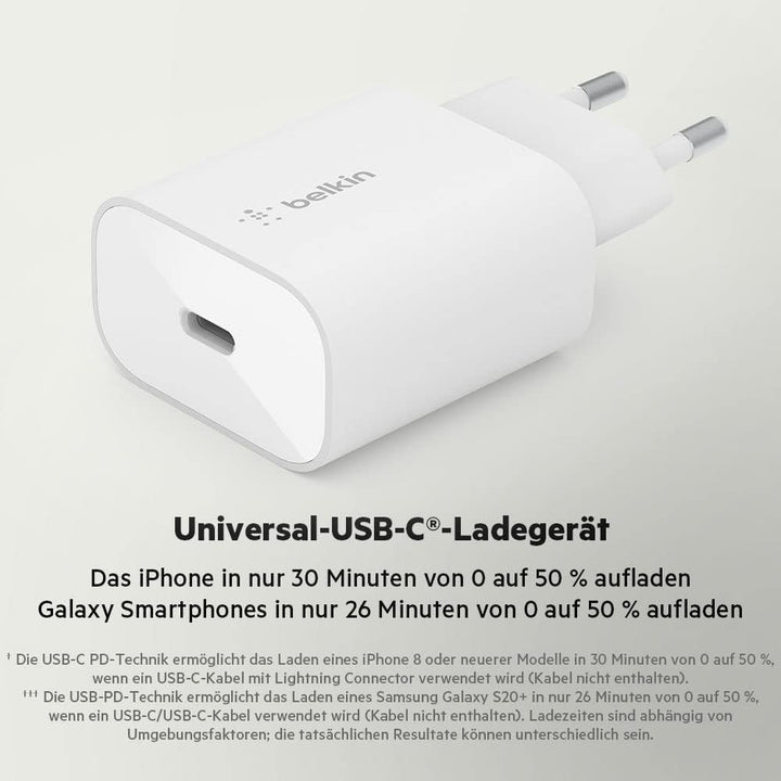 Belkin BoostCharge 25W-Ladegerät mit PPS, USB-C Power Delivery, Ladegerät, Schnellladegerät für das