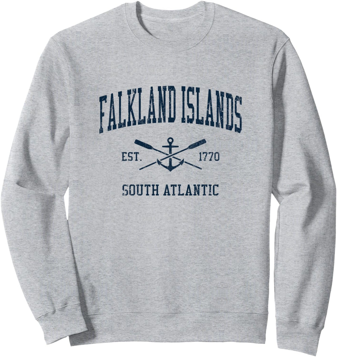Falkland Islands Vintage Navy Gekreuzte Ruder & Bootsanker Sweatshirt
