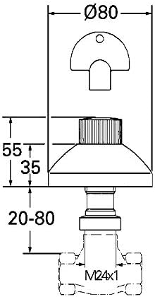 GROHE UP-Ventil Oberbau Atlanta Steckschlüssel Einbautiefe, 20 - 80 mm, chrom 19840000, 20 - 80 mm