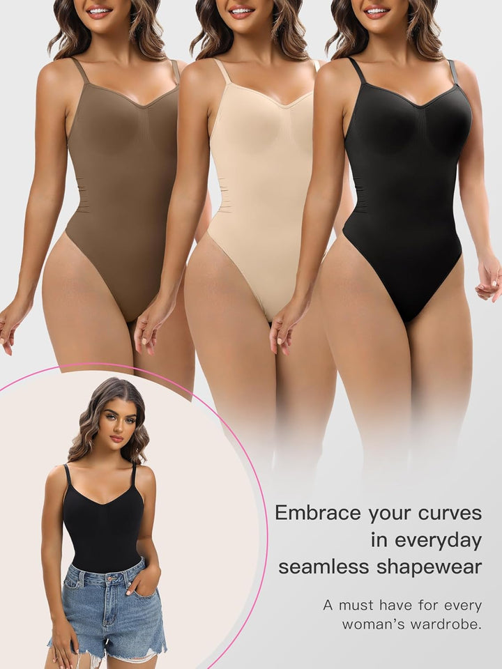 YIANNA Shapewear Damen Bauchweg Body Shaper Tanga Formender Bodysuit Shaping Miederbody mit Verstell