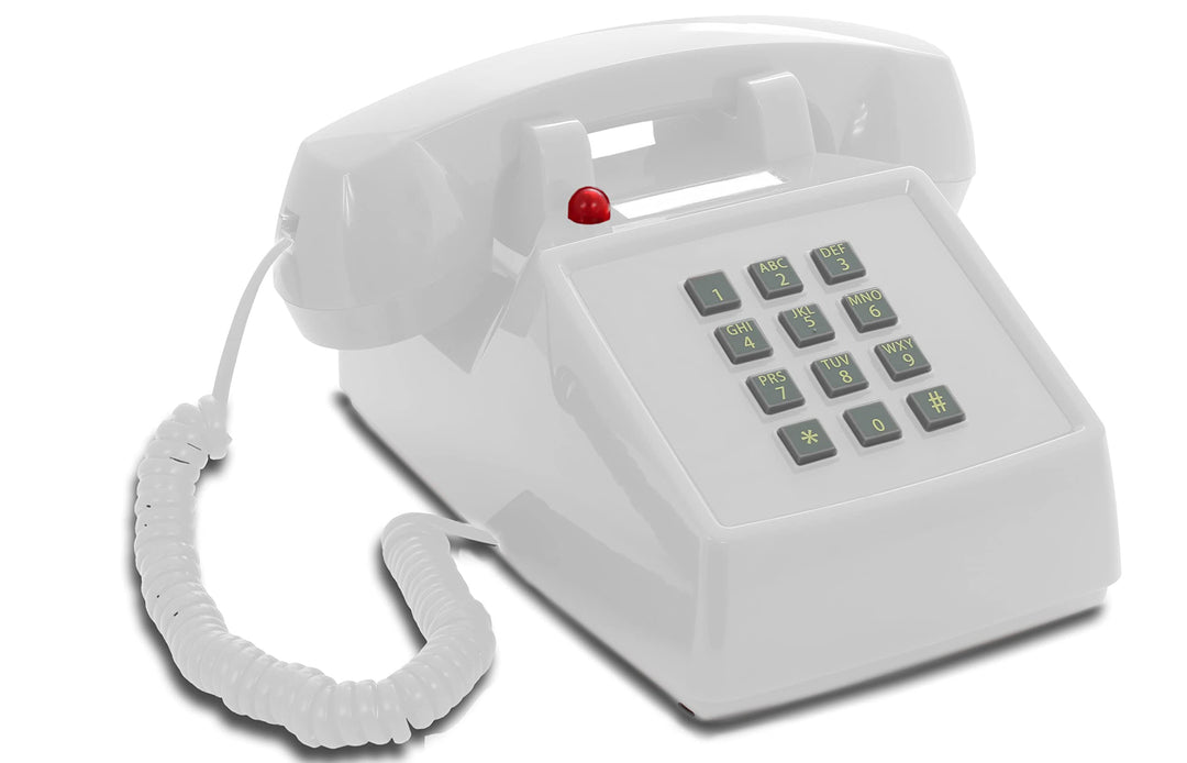 OPIS PushMeFon Cable: 1970er Designer Retro-Tastentelefon in modernen Farben mit Metallklingel (weis