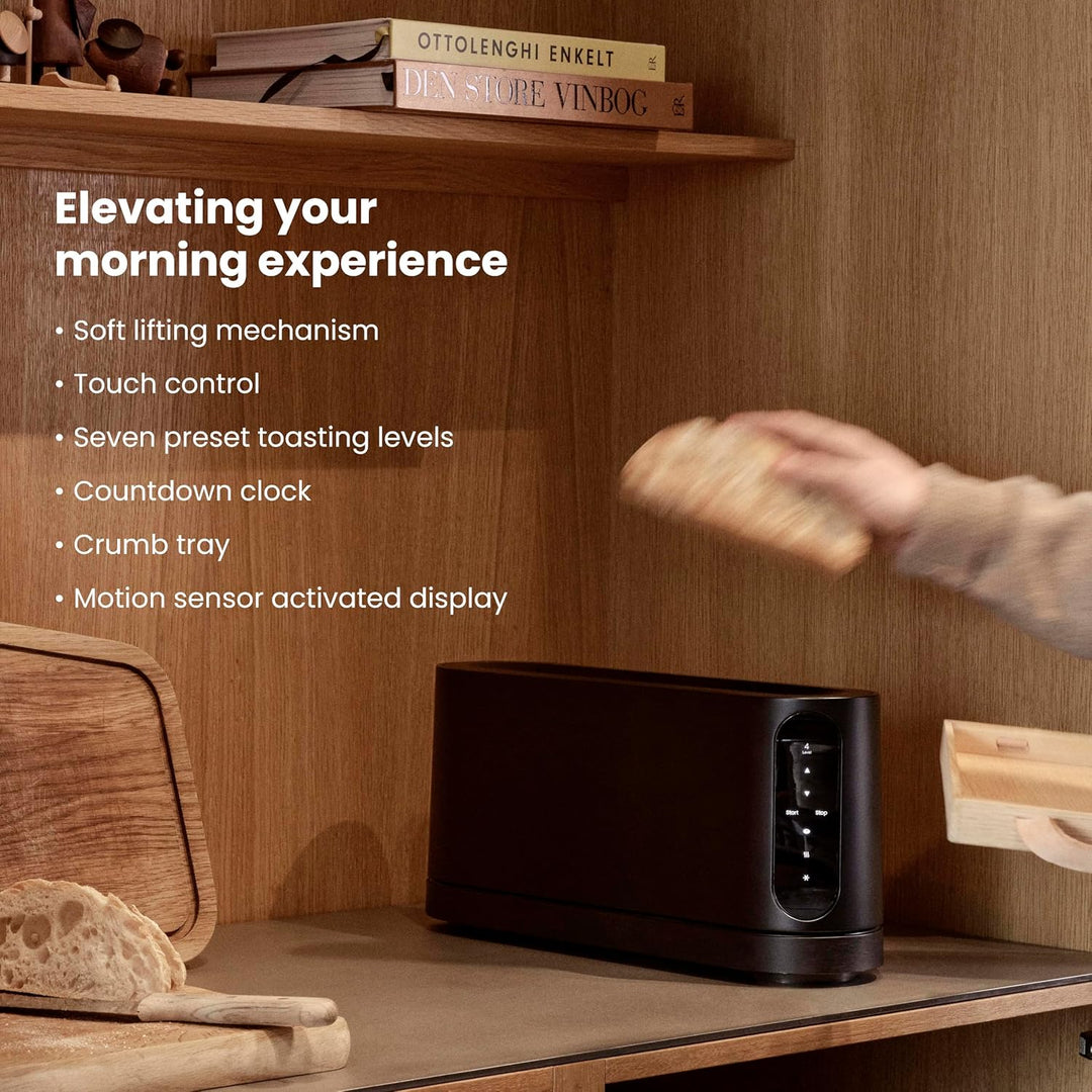 Jacob Jensen Toaster mit langem Schlitz, 7 Bräunungsstufen, Bewegungsaktiviertes Display, Bagel-, Au