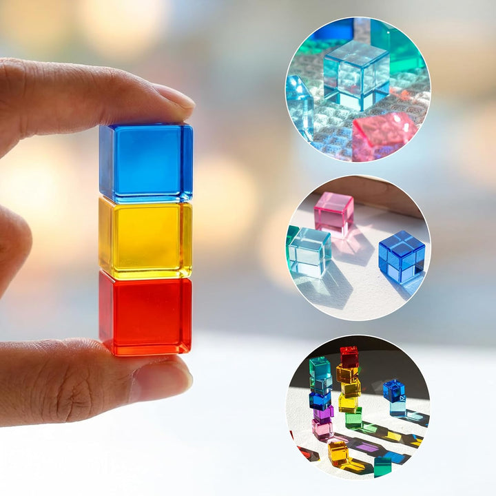 Acryl Bausteine Kinder, 20 Stück lichtbausteine, Regenbogen Building Blocks, Regenbogen Jelly Blocks