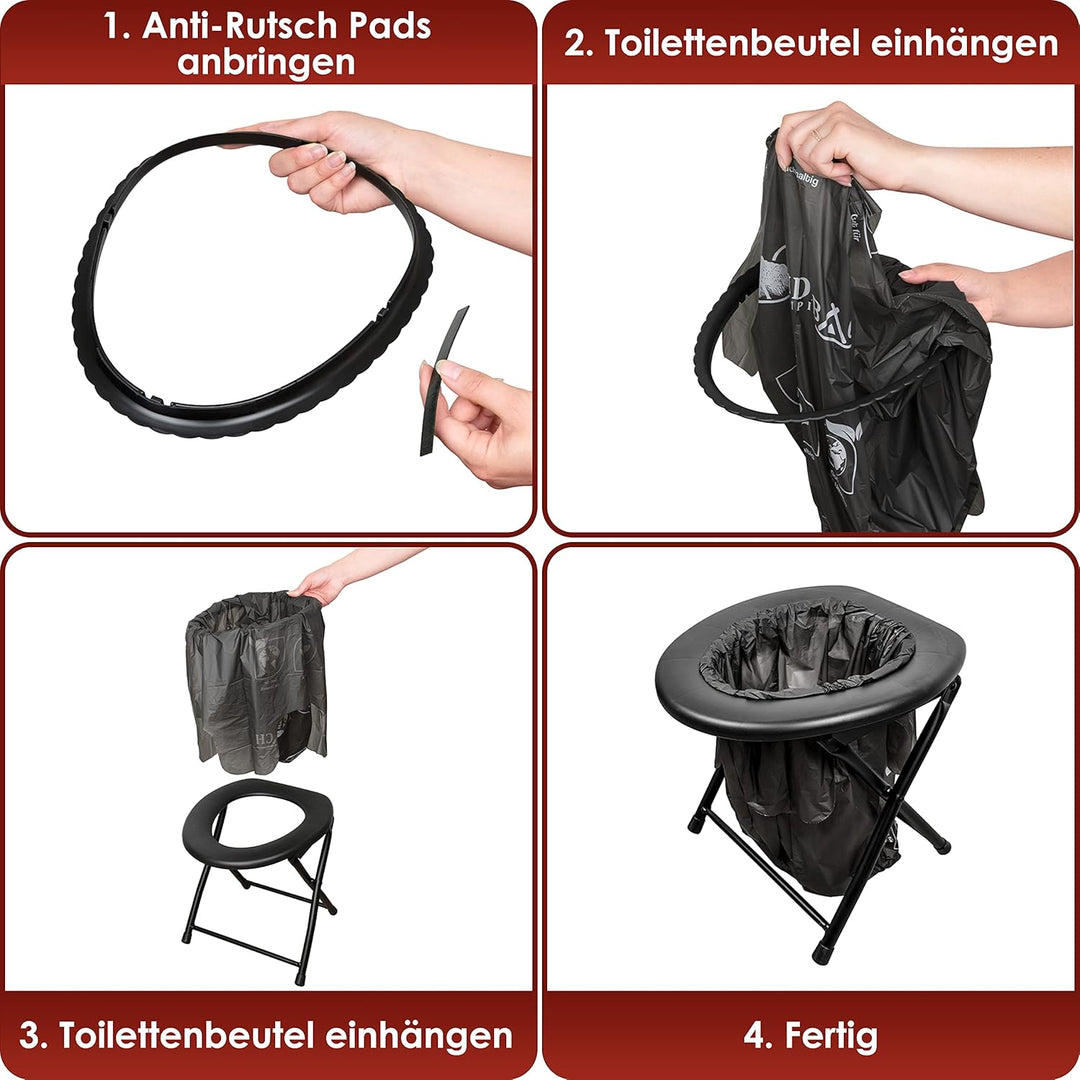Weidebach® stabile Campingtoilette mit geringem Gewicht, einfach transportierbare Klapptoilette inkl