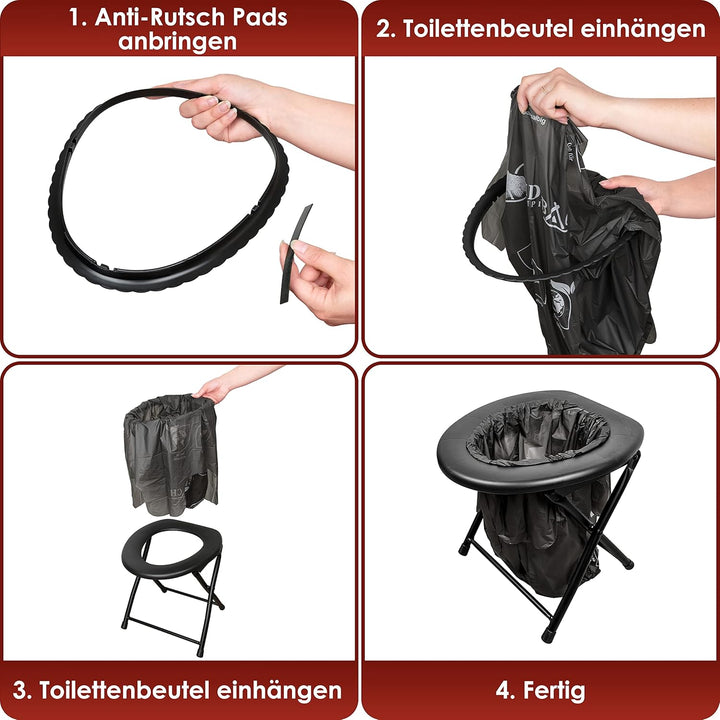 Weidebach® stabile Campingtoilette mit geringem Gewicht, einfach transportierbare Klapptoilette inkl