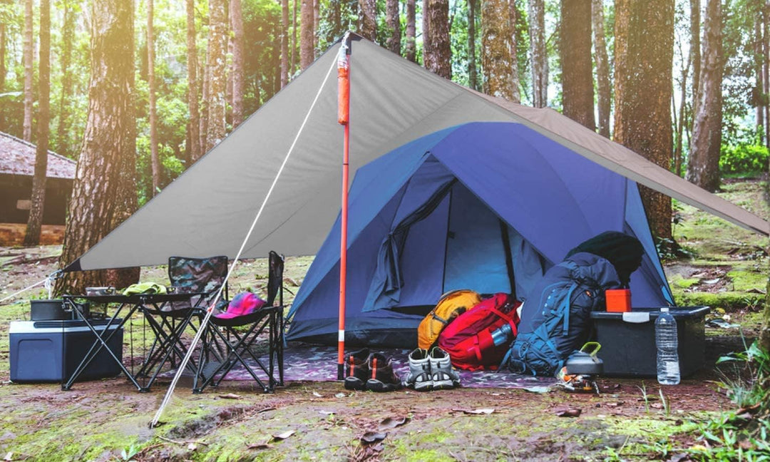 Unigear Tarp 3x3 3x4 3x5 4x4 wasserdicht, Zeltplane für Hängematte mit Ösen + 6/8 Erdnägel + 6/8 Sei