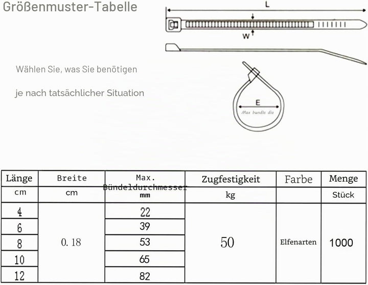 XINGO 1000 Stück Kabelbinder Schwarz, 300mm x 4.8mm, 22,7 kg Zugfestigkeit, UV-beständig, Selbstsich