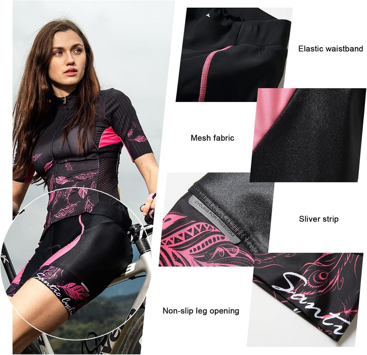 Santic Fahrradhose Damen Gepolstert Kurz Radlerhose Damen Radhose L 3-rosa, L 3-rosa