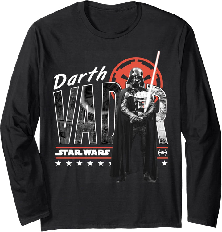 Star Wars Darth Vader Large Photo Fill Text Langarmshirt