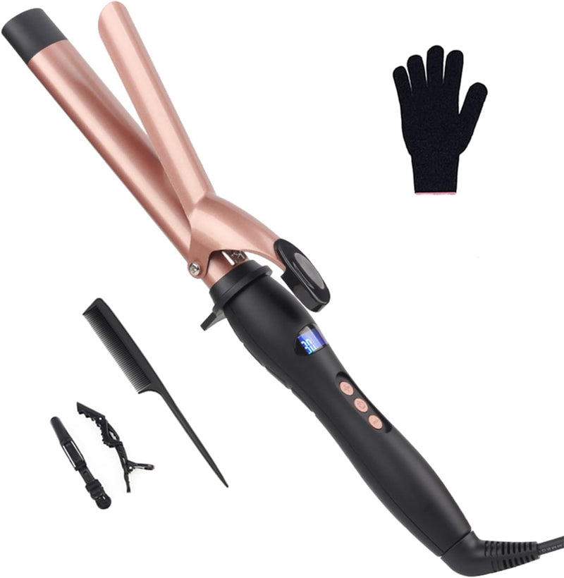 Lockenstab Haarcurler, JAETON Professional Keramischer Lockenwickler, LCD-Display mit Wärmehandschuh