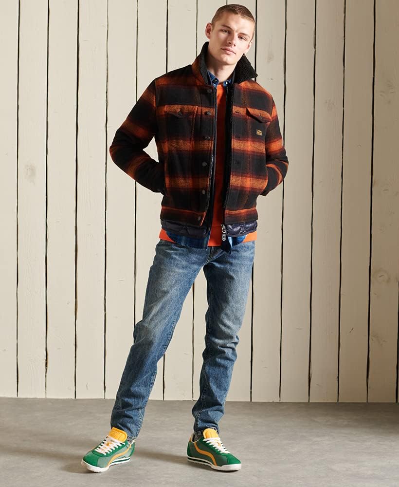 Superdry Herren Highwayman Wool Sherpa Trucker Denim Jacket M Redwood Ombre, M Redwood Ombre