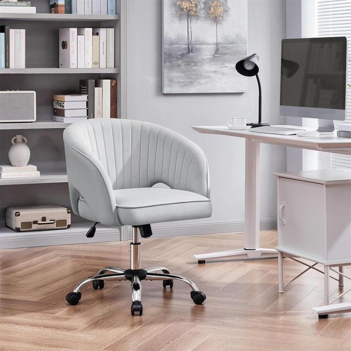 Yaheetech Bürostuhl mit Samtbezug, Ergonomischer Schreibtischstuhl mit Armlehnen, Drehstuhl mit Roll