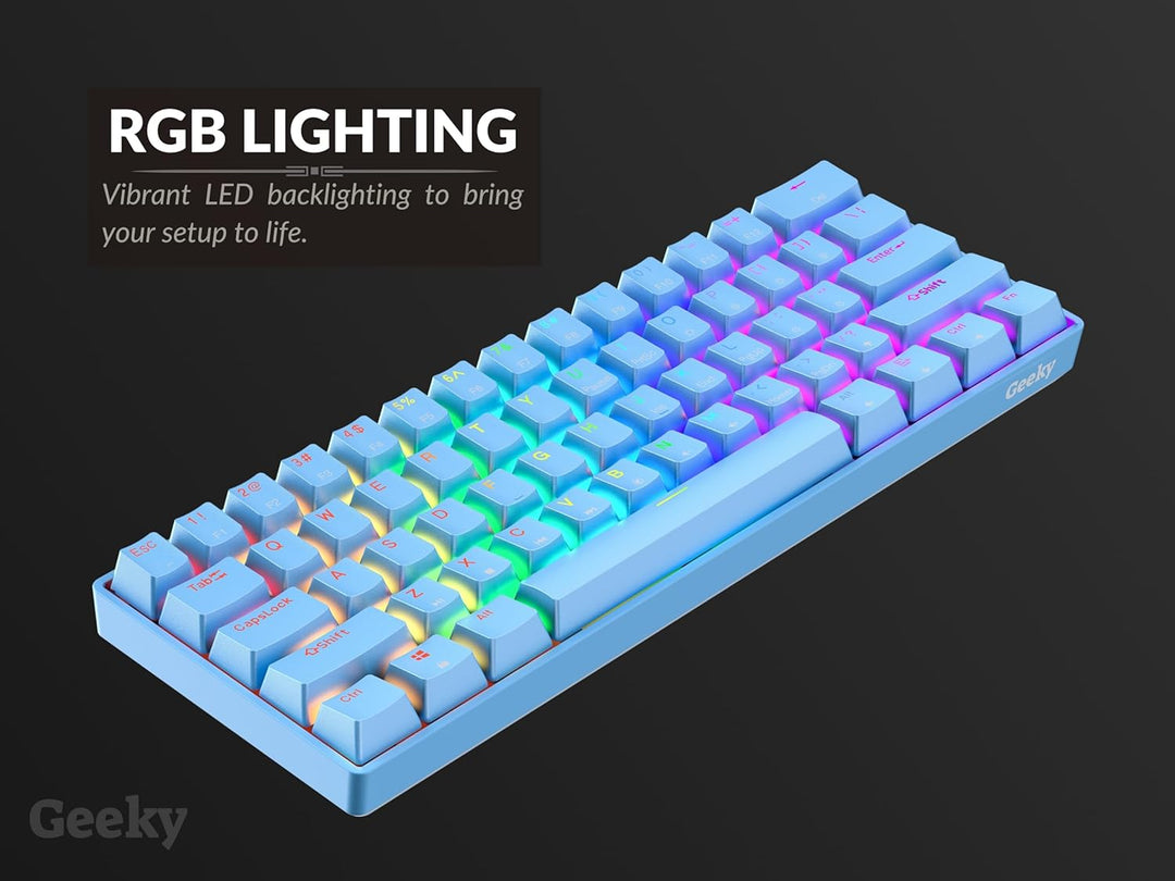 Geeky GK61 SE 60% | Mechanische Gaming-Tastatur | 61 Tasten Multi Color RGB LED Hintergrundbeleuchtu