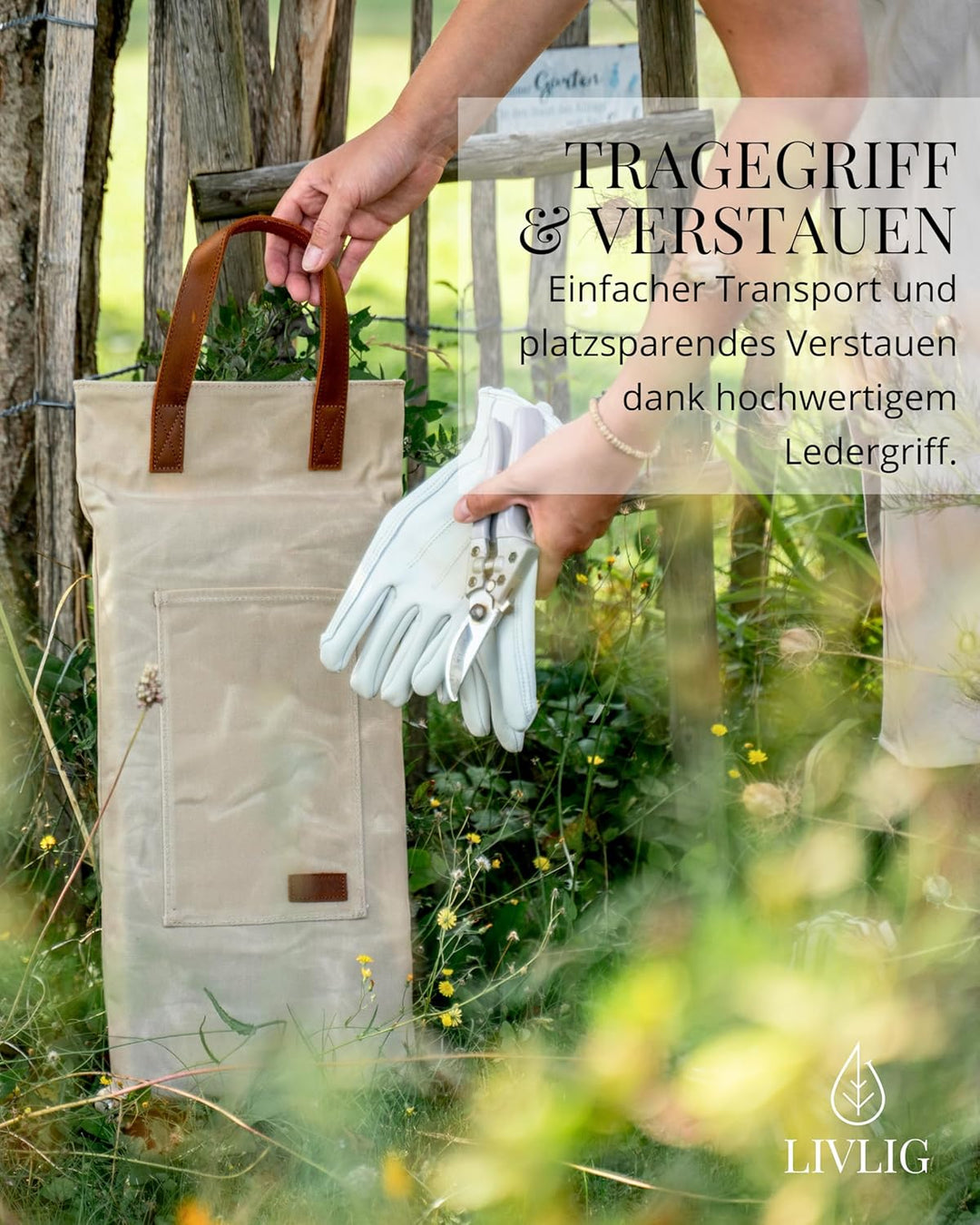 Livlig53 Garten Kniekissen aus gewachstem Canvas und Ledergriff. Kniepolster geeignet für Garten, We