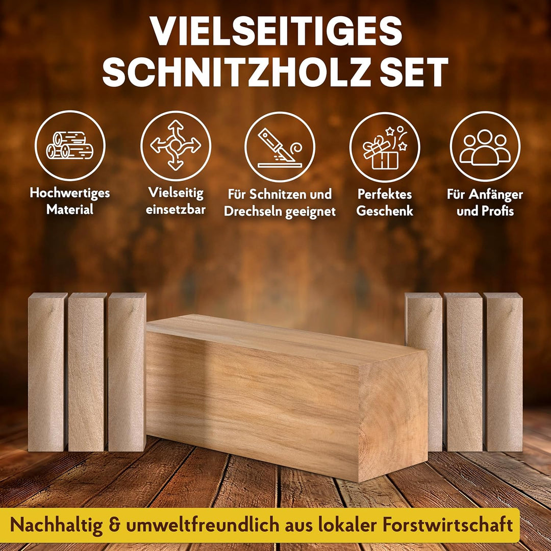 Eli® Schnitzholz Linde - grosses Set Holzblock - welches Lindenholz zum Schnitzen oder drechseln - S