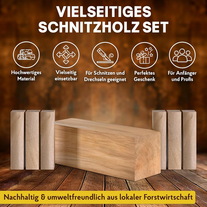 Eli® Schnitzholz Linde - grosses Set Holzblock - welches Lindenholz zum Schnitzen oder drechseln - S