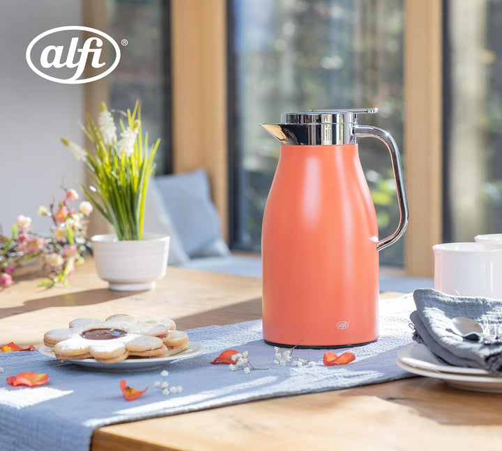 alfi SKYLINE 1,0l, deep apricot, Edelstahl-Isolierkanne mit hygienischem Hartglaseinsatz, Drehversch