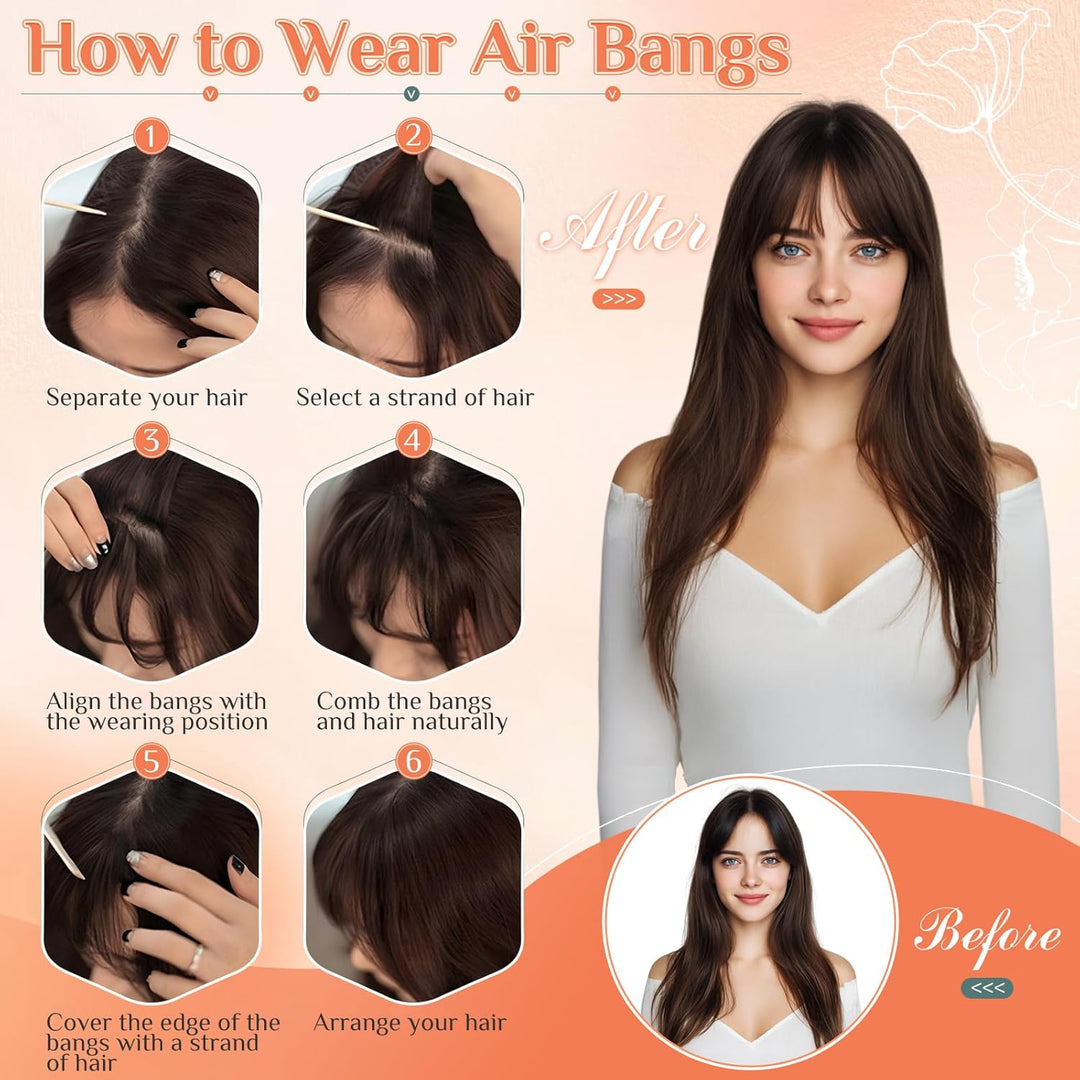 Benehair Clip in Pony Echthaar, Air Pony Echthaar, 3g Clip in Bangs Echt Haar Front Fringe, 100% Nat