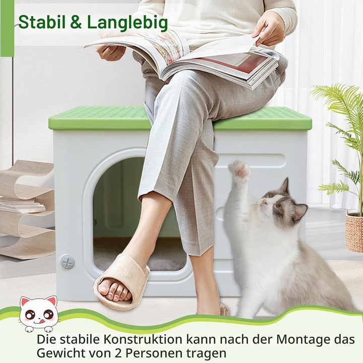Kunststoff-Katzenhaus für Outdoor Indoor-Gebrauch, stapelbar verwilderte Katze Unterschlupf Indoor-K