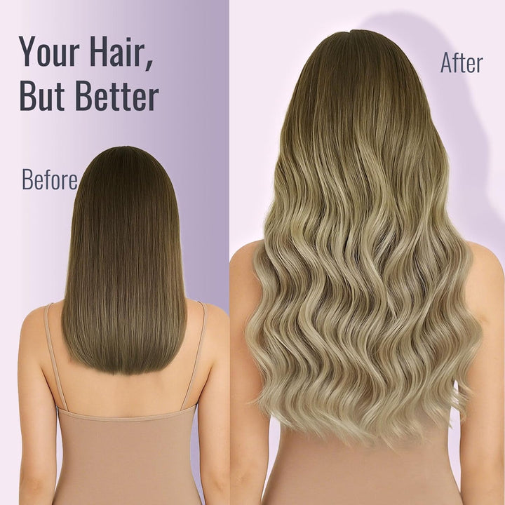 Fshine Tape Extensions Echthaar 35CM 50 Gramm Echt Haar Farbe Mittelbraun Mit Blond Balayage Mittelb