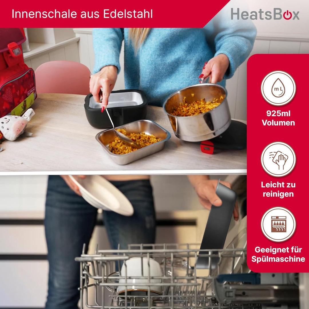FAITRON HeatsBox Go, Thermobehälter für Essen, Elektrische Lunchbox mit Akku und App-Bedienung, Ausl