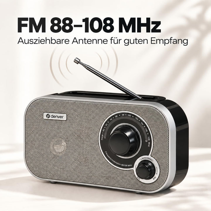 Denver TR-51 UKW-Radio mit analogem Tuning, Grau