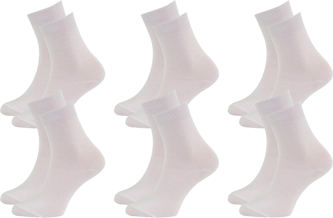 Rainbow Socks - Damen Herren Klassische Bunte Bambus Socken 36-38 6 X Weiss, 36-38 6 X Weiss