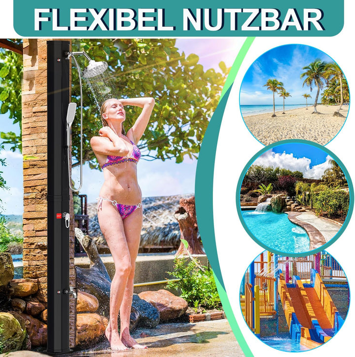 Randaco Solardusche Solar Gartendusche warmes Wasser Bis Zu 60°C Ohne Stromanschluss Pooldusche Camp