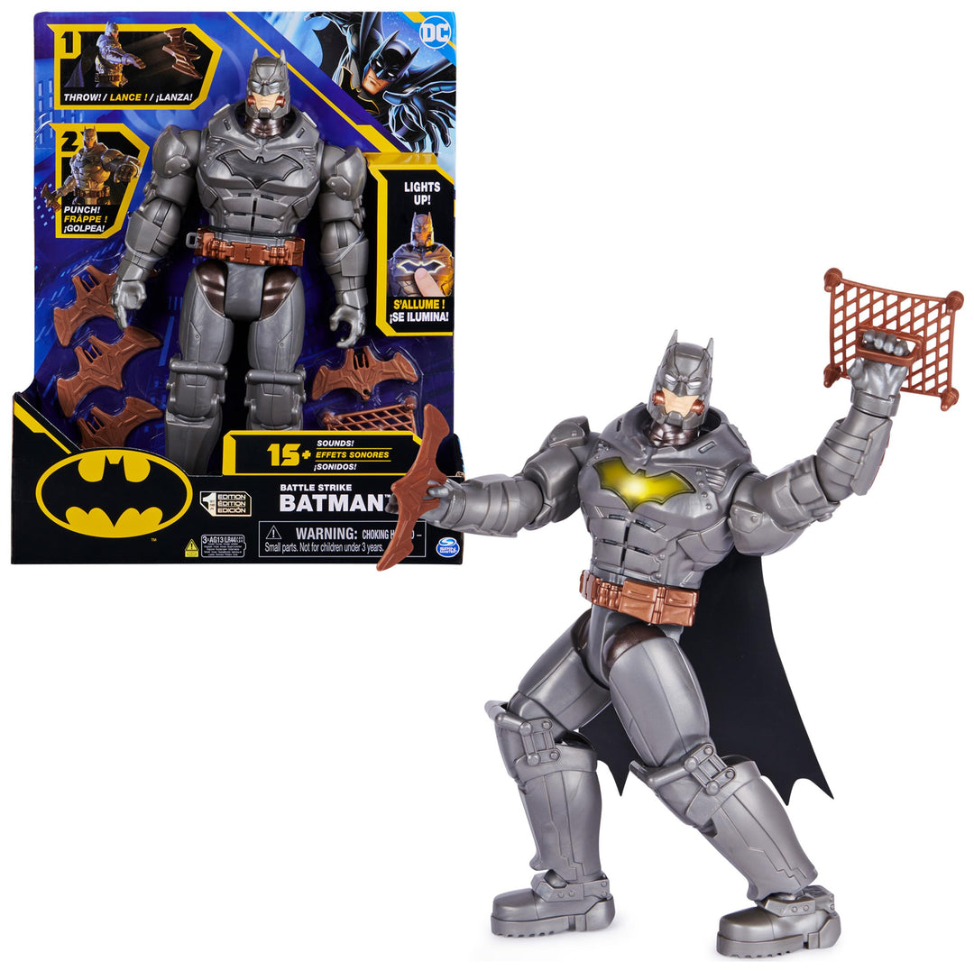 Batman 30cm Deluxe - Actionfigur mit Schlag- und Wurffunktion, 5 Ausrüstungsgegenständen, Licht- und