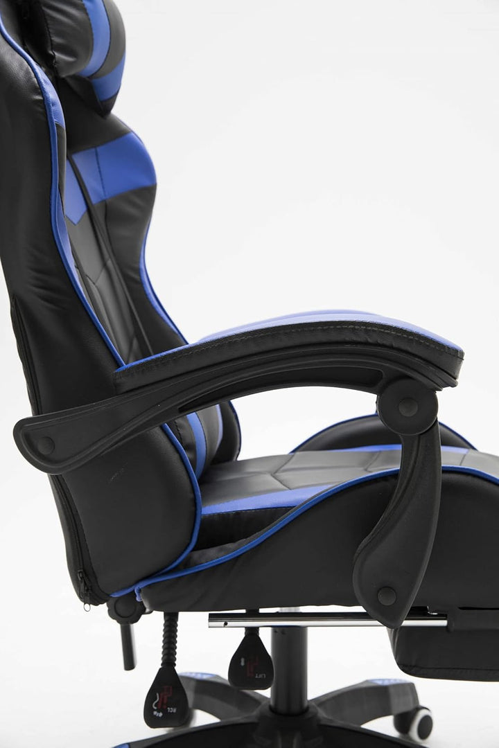 VDD Gaming Stuhl Cyclone mit Fussstütze - Bürostuhl - Racing Gaming Stuhl - blau schwarz