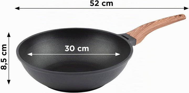 ROSMARINO Profi Wok 30 cm | Wok-pfanne mit hervorragende Wärmeverteilung und Wärmeleistung | Raffini