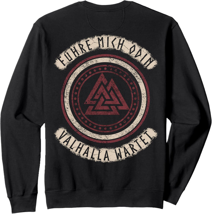 Führe Mich Odin Valhalla Wartet, Wikinger Runen Rücken Print Sweatshirt