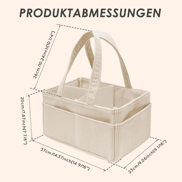 Wickeltisch Organizer, Wickelkorb für die Wickelstation,Cord Stilvoller Wickelorganizer für Babybeda
