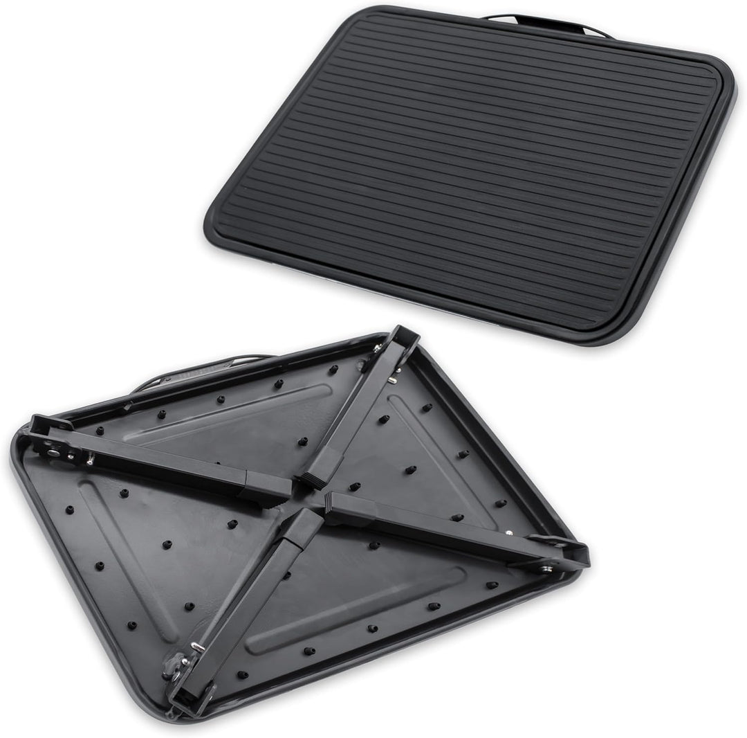 Klapptritt mit Tragegriff aus Stahl schwarz bis 150 kg - 38 x 26,5 cm - Antirutsch Badezimmer Tritth