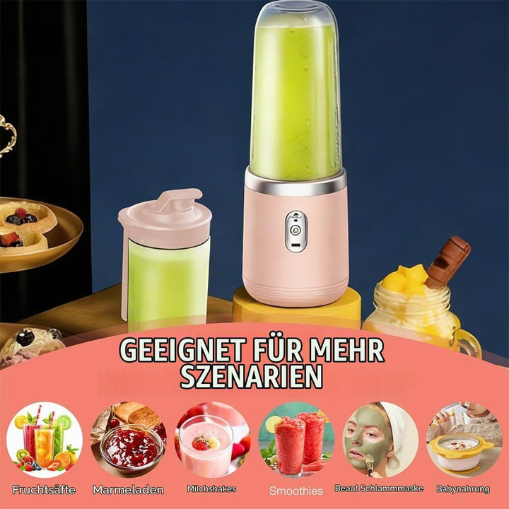 Tragbarer Mixer, 400ml Mixer Smoothie Maker to Go mit Digitalanzeige, Portabler Elektrischer Saftpre