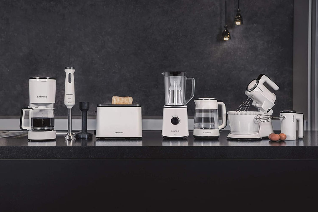 Grundig WK 5860 Wasserkocher, Glas, 2400W, 1,7 l, 2400, Aluminium, 1 Liter, Weiss/Schwarz