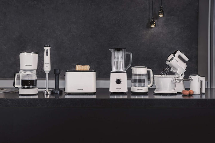 Grundig WK 5860 Wasserkocher, Glas, 2400W, 1,7 l, 2400, Aluminium, 1 Liter, Weiss/Schwarz