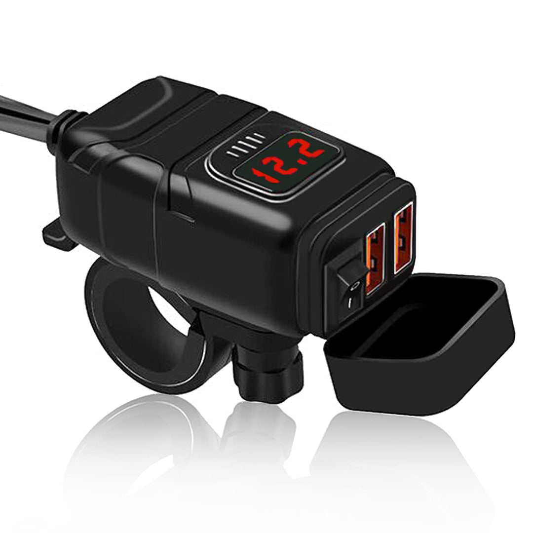 RUIZHI USB Steckdose 12V Kfz-Ladegerät, Dual-USB-Ladegerät für Motorrad QC3.0 mit wasserdichtem Volt