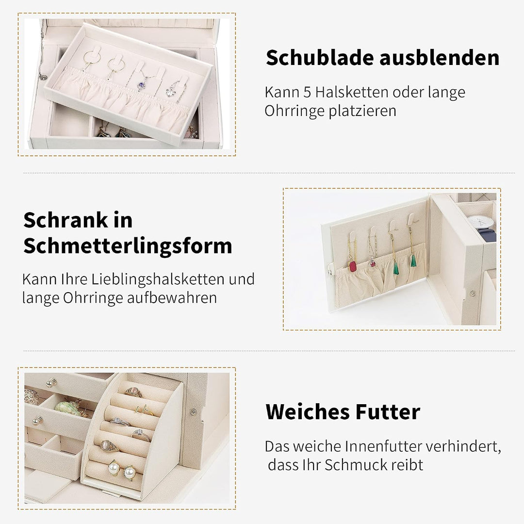 AdelDream Damenschachtel PU-Leder Medium Juwelierlocker mit Schloss Geeignet für Heimfahrt um Ringe
