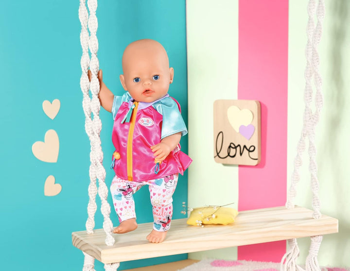 BABY born Freizeitanzug Pink, Kleidungsset bestehend aus Freizeitjacke in rosa türkis mit Leggings f