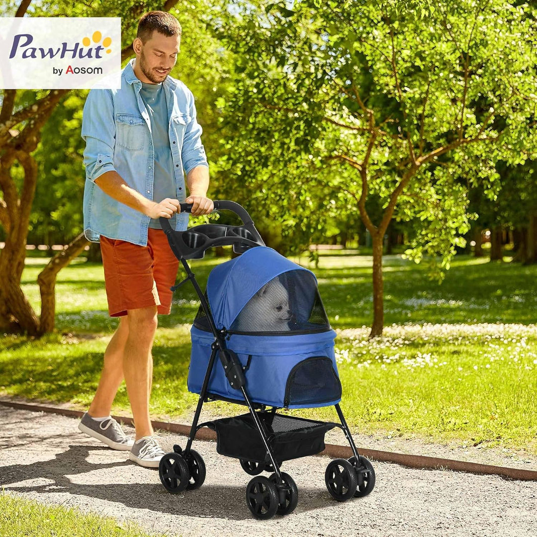 PawHut Hundewagen Hundebuggy mit Klappfunktion Pet Stroller für kleine Hunde und Katzen Haustierwage
