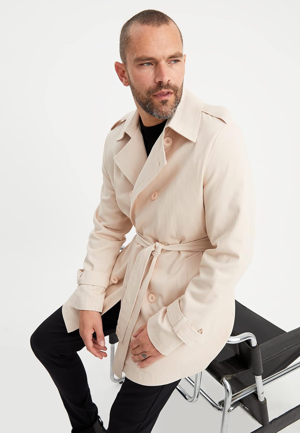 Leif Nelson Trenchcoat Herren kurze Jacke Kurzmantel Halbmantel Business Übergangsjacke Männer Lange
