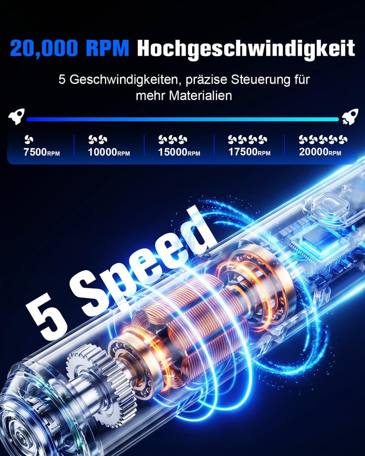 Gravierstift mit LCD Display & LED Licht, 31 Bits, 5 Gängen Elektrischer Gravur Stift, Kabelloses Gr