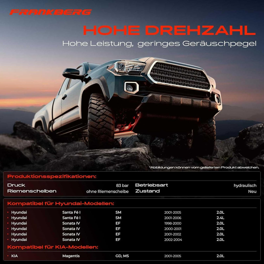Frankberg Servopumpe Hydraulikpumpe Lenkung Kompatibel mit Santa Fé I SM 2.0L 2.4L 2001-2006 Sonata