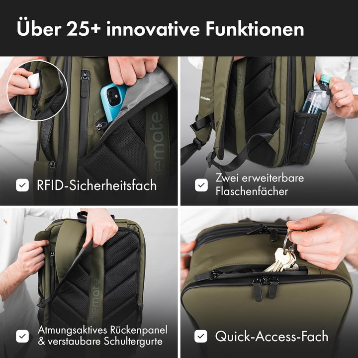 onemate Rucksack Backpack Pro 2 (Herren und Damen) Vielseitig und Durchdacht 22L Grün, Grün