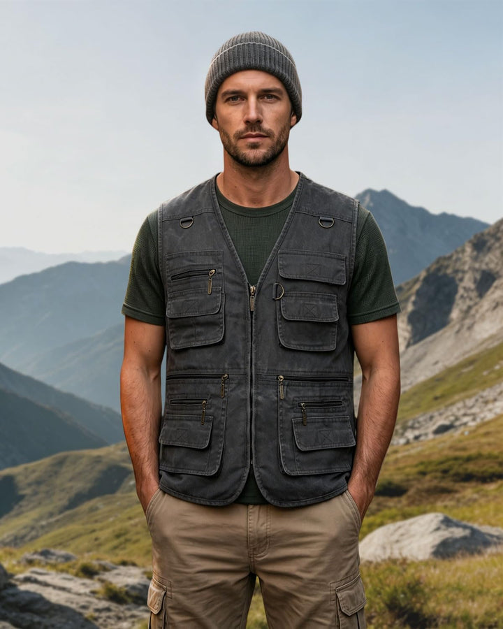 KTWOLEN Herren Outdoor Weste mit Multi-Taschened Anglerweste Jagd- und Angler Camping Wandern Weste