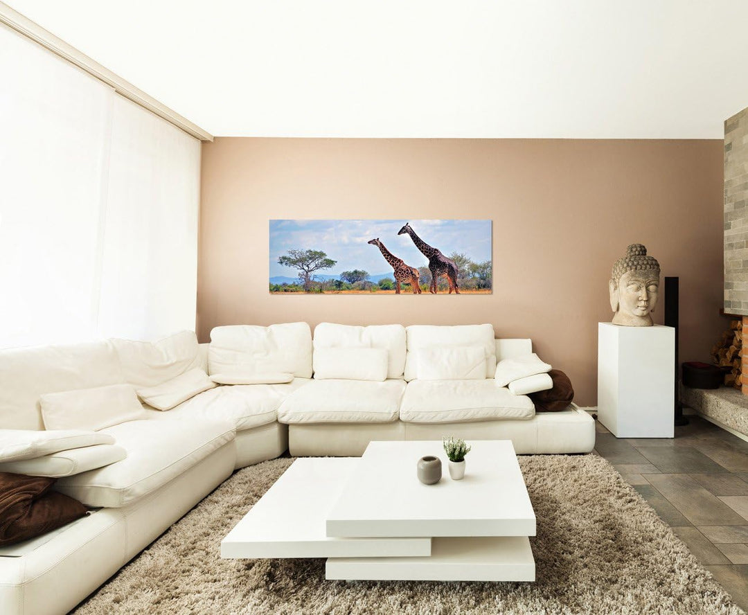 Paul Sinus Art Panoramabild auf Leinwand und Keilrahmen 150x50cm Afrika Elefant Grossaufnahme
