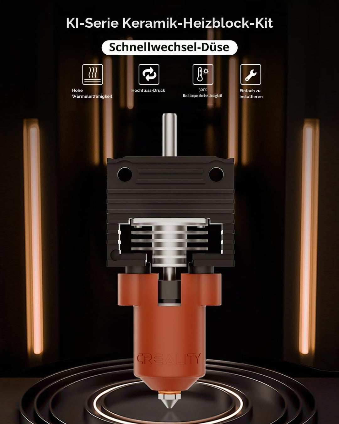 Creality Offizielle K1 SE/K1C/K1 Max/K1 Upgrade Keramik Heizblock Kit, Schnellwechsel-Düsen-Kit, unt