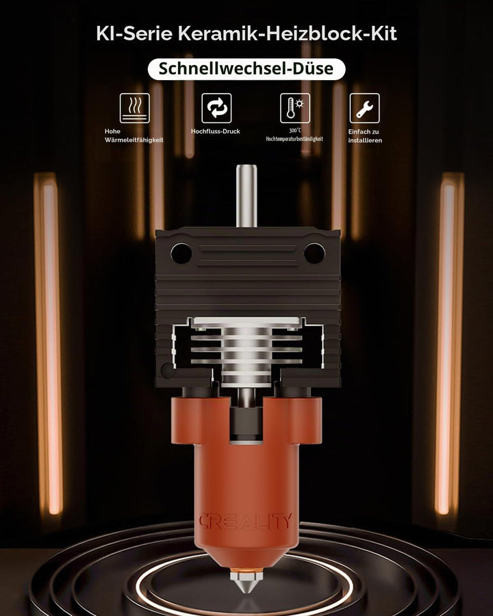 Creality Offizielle K1 SE/K1C/K1 Max/K1 Upgrade Keramik Heizblock Kit, Schnellwechsel-Düsen-Kit, unt